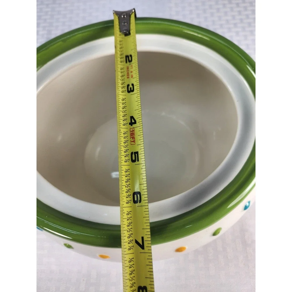 Celebrating Home Covered Stoneware Casserole Dish Tureen Polka Dot Stripe Lid